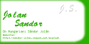 jolan sandor business card