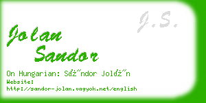 jolan sandor business card